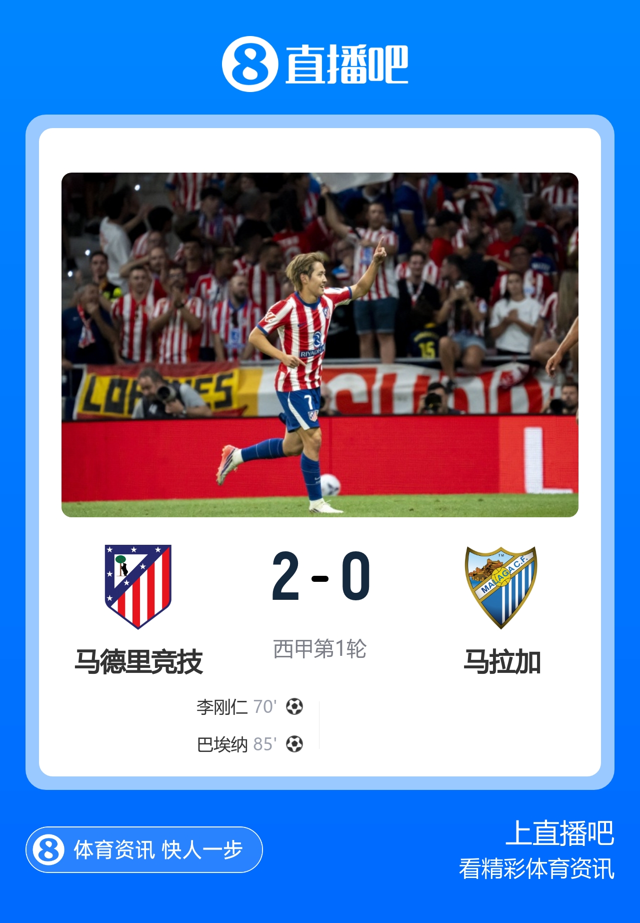巴萨2-1捧甘伯杯,马竞开门红李刚仁首秀世界波 巴萨2-1捧甘伯杯,马竞开门红李刚仁首秀世界波