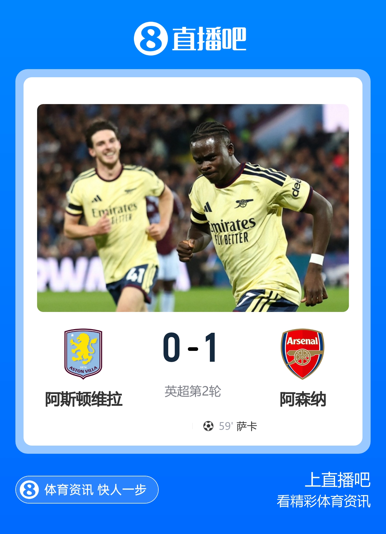 两连胜!阿森纳1-0送维拉开季两连败 萨卡制胜卡拉菲奥里送助攻 两连胜!阿森纳1-0送维拉开季两连败 萨卡制胜卡拉菲奥里送助攻